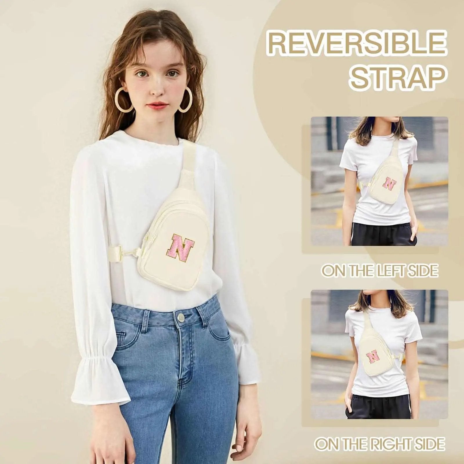 Small Initial Sling Bag Crossbody Bag Fanny Pack for Girls Women Cute Chest Bag Cross Body Bag Personalized Gift - Love Salve